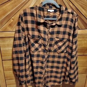 Maurices Black and Brown Plaid Shirt